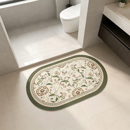 Oval Vintage Botanical Floral Bathroom Rug - image 2