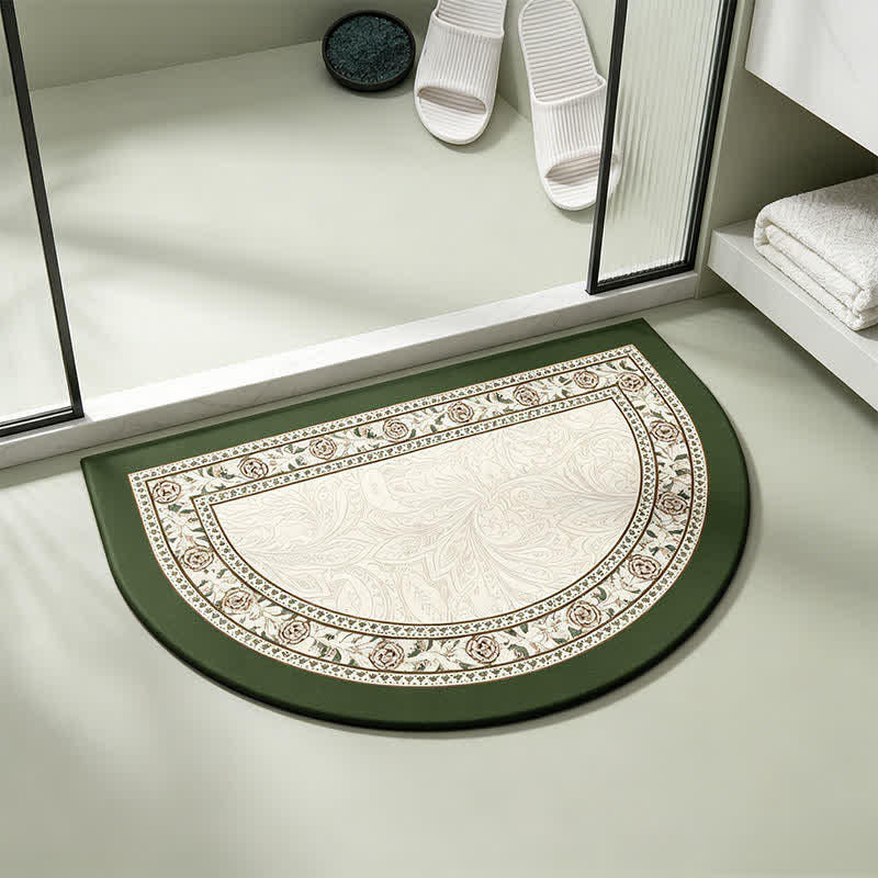 Half-Moon Vintage Border Floral Bathroom Rug - image 1