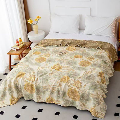 Retro Botanical Cotton Gauze Quilt - Queen - image 0