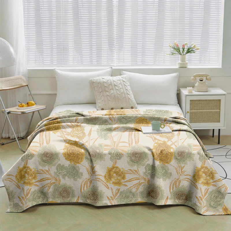 Retro Botanical Cotton Gauze Quilt - image 1