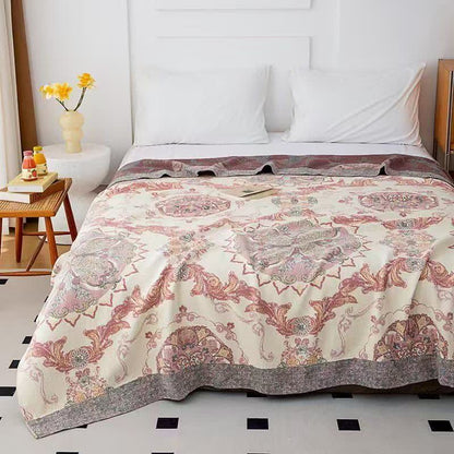 Vintage Ornate Floral Cotton Gauze Quilt - Queen - image 0