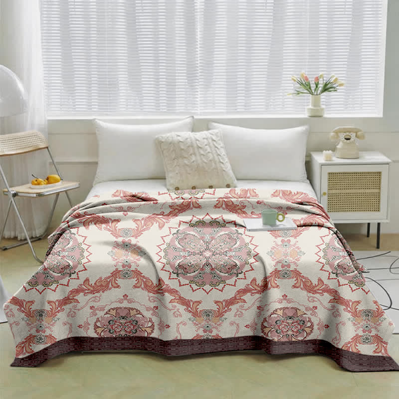 Vintage Ornate Floral Cotton Gauze Quilt - image 1