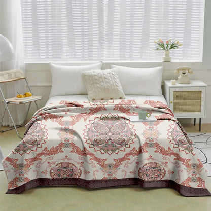 Vintage Ornate Floral Cotton Gauze Quilt - image 1