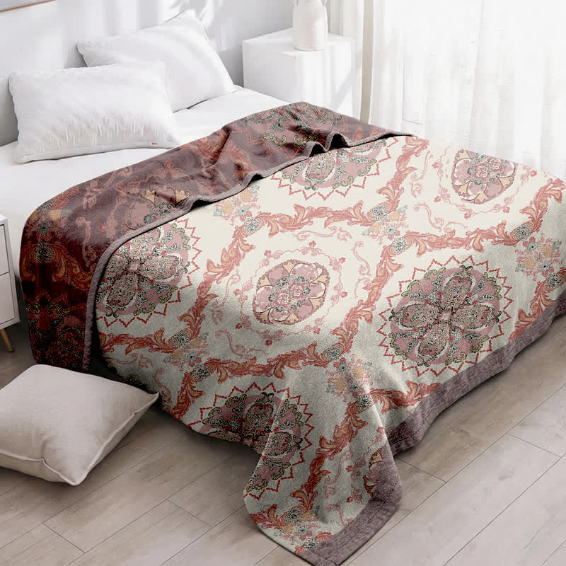 Vintage Ornate Floral Cotton Gauze Quilt - image 2