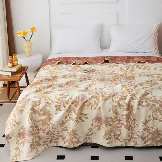 Botanical Floral Bird & Leaves Cotton Gauze Quilt - Queen - image 0
