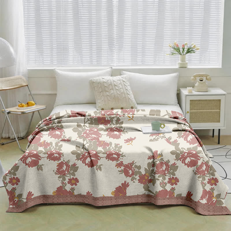 Vintage Rose Floral Cotton Gauze Quilt - image 1