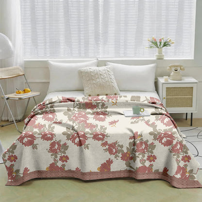 Vintage Rose Floral Cotton Gauze Quilt - image 1