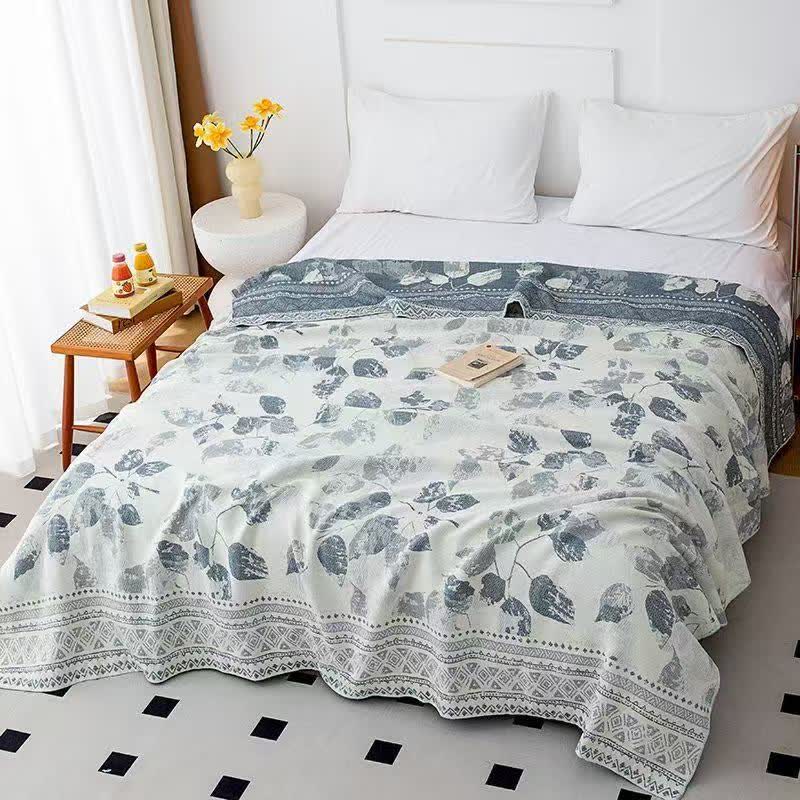 Boho Leaf Print Cotton Gauze Quilt - Queen - image 0