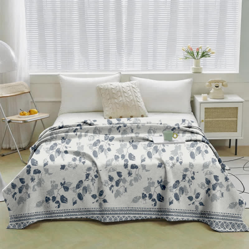 Boho Leaf Print Cotton Gauze Quilt - image 1