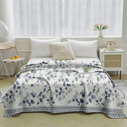Boho Leaf Print Cotton Gauze Quilt - image 1