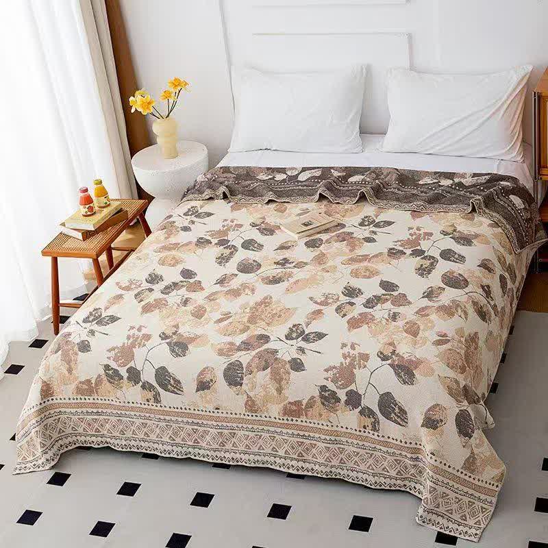 Bohemian Autumn Leaf Cotton Gauze Quilt - Queen - image 0