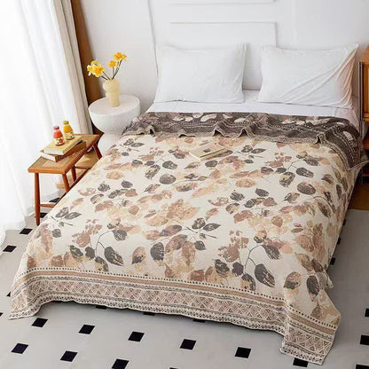 Bohemian Autumn Leaf Cotton Gauze Quilt - Queen - image 0