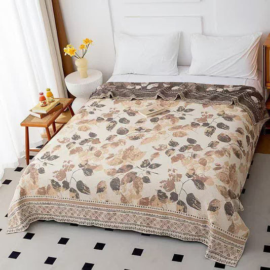 Bohemian Autumn Leaf Cotton Gauze Quilt - Queen - image 0