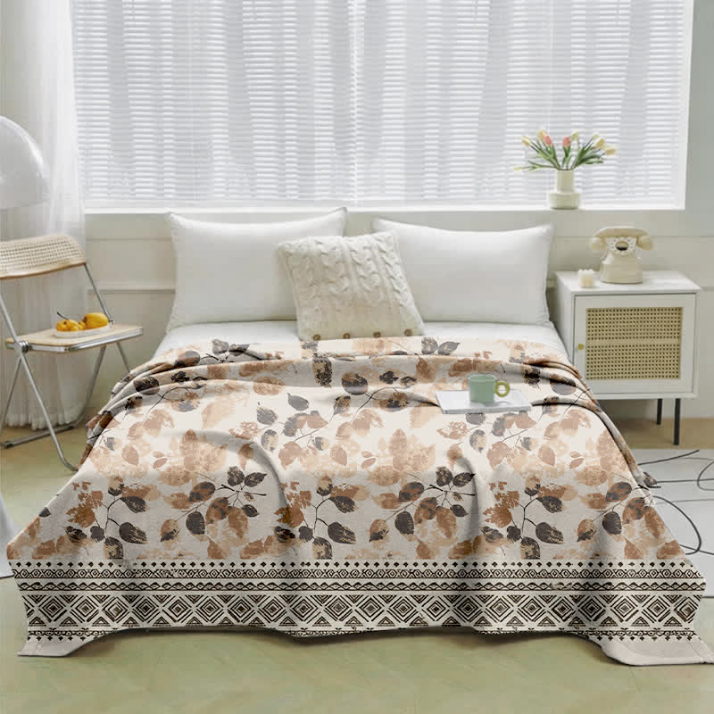 Bohemian Autumn Leaf Cotton Gauze Quilt - image 1