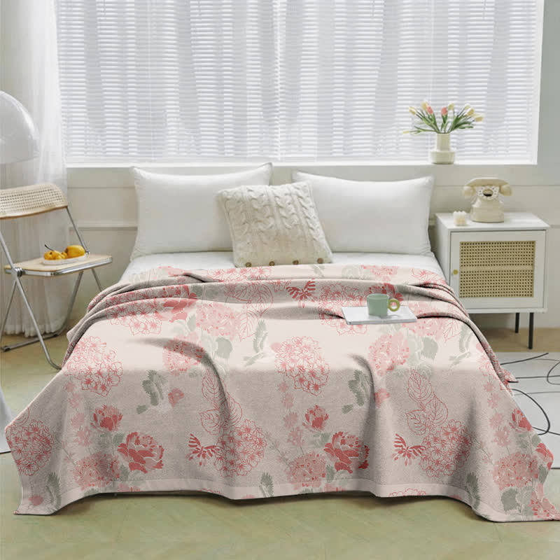 Beanpaste Pink Hydrangea Jacquard Quilt - image 1