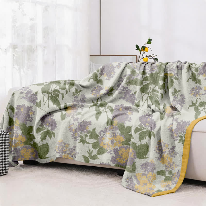 Lilac & Mustard Floral Jacquard Gauze Quilt - image 4