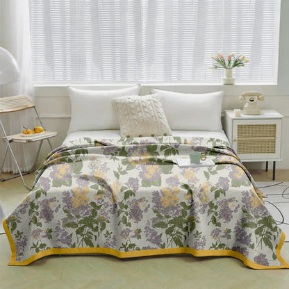 Lilac & Mustard Floral Jacquard Gauze Quilt - image 1