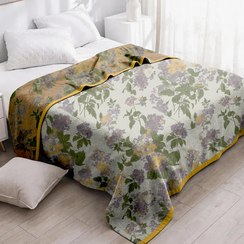 Lilac & Mustard Floral Jacquard Gauze Quilt - image 2