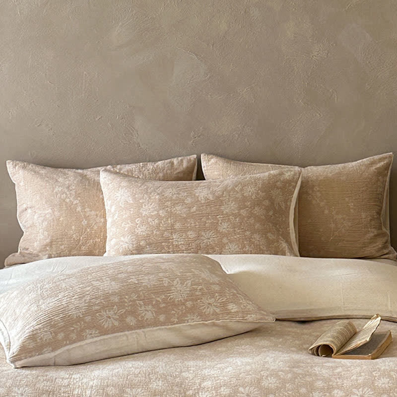 Camel Delicate Floral Jacquard Cotton Bedding Set - image 3