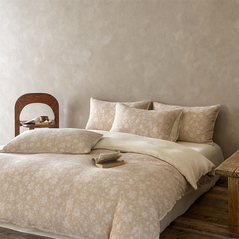 Camel Delicate Floral Jacquard Cotton Bedding Set - image 1