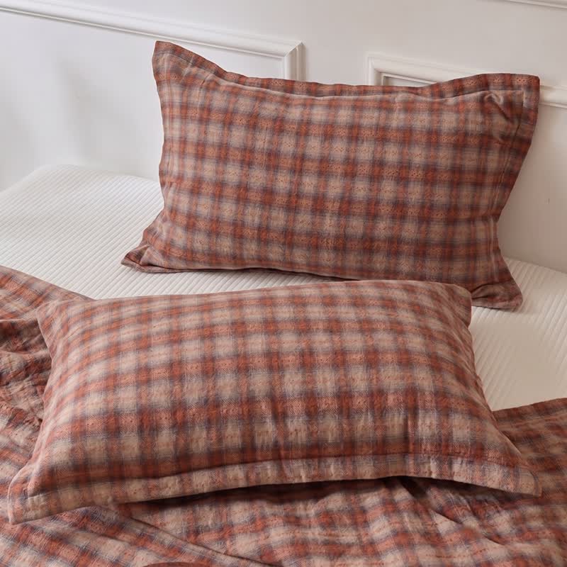 Retro Earth-Tone Plaid Cotton Bedding Set - image 2