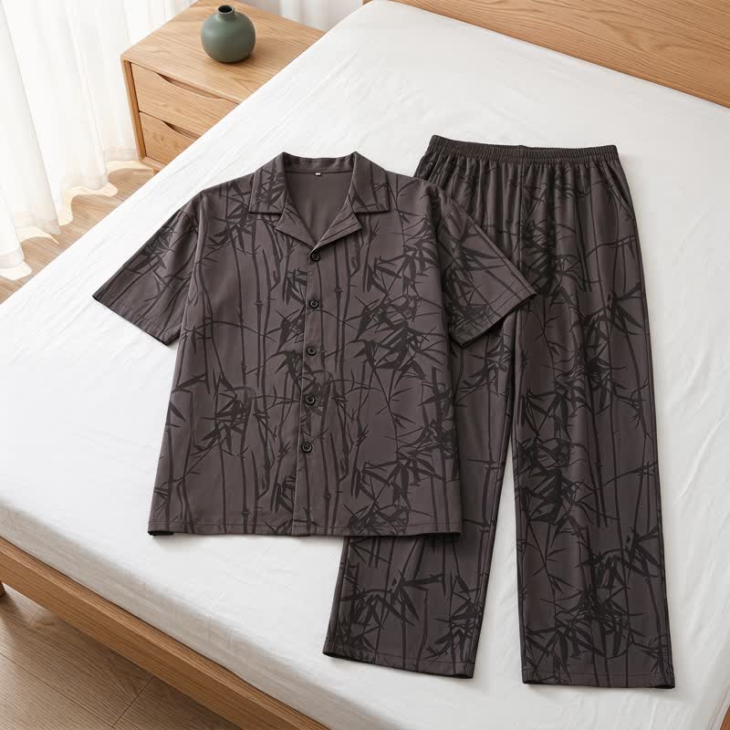 100% Cotton Dark Bamboo Button Loungewear Set - image 1