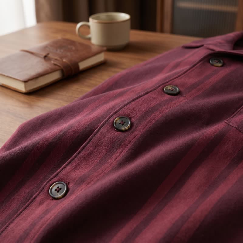 Cotton Burgundy Vertical Stripe Loungewear Set - image 5