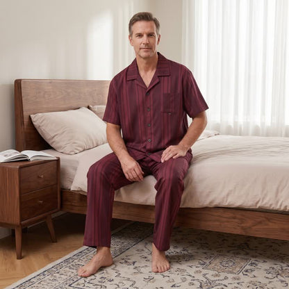 Cotton Burgundy Vertical Stripe Loungewear Set - image 3