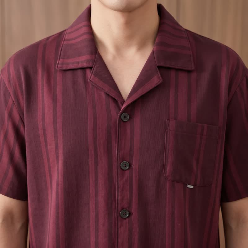 Cotton Burgundy Vertical Stripe Loungewear Set - image 4