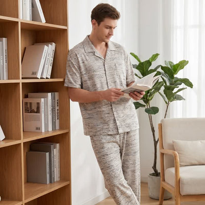 Cotton Heathered Marled Button Loungewear Set - image 2