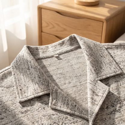Cotton Heathered Marled Button Loungewear Set - image 4