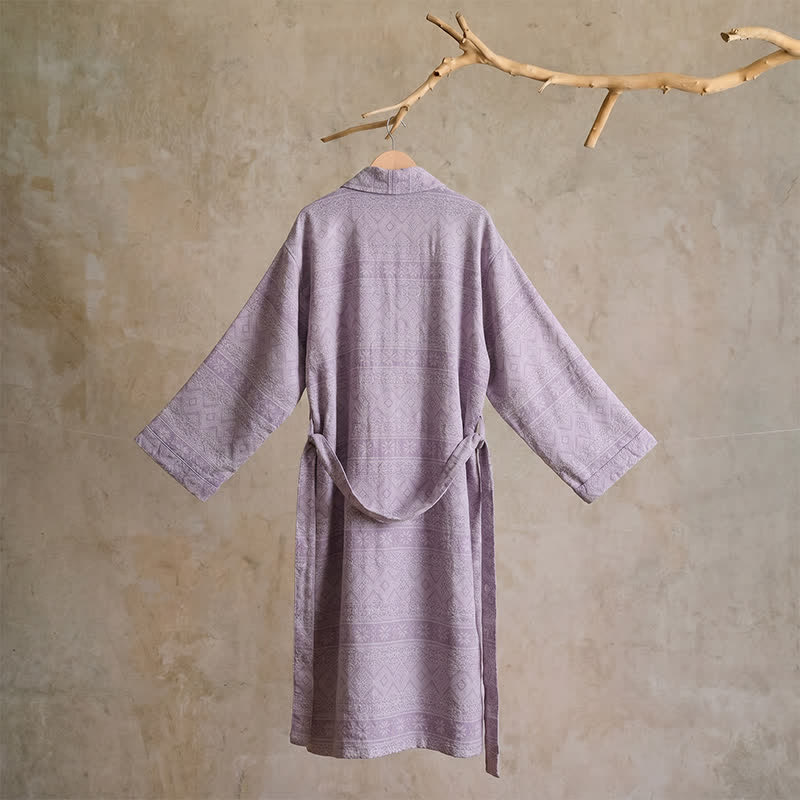 Cotton Ethnic Geometric Print Kimono Robe - image 10