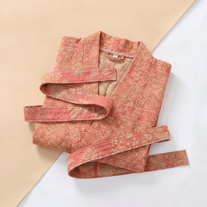 Cotton Ethnic Geometric Print Kimono Robe - image 8