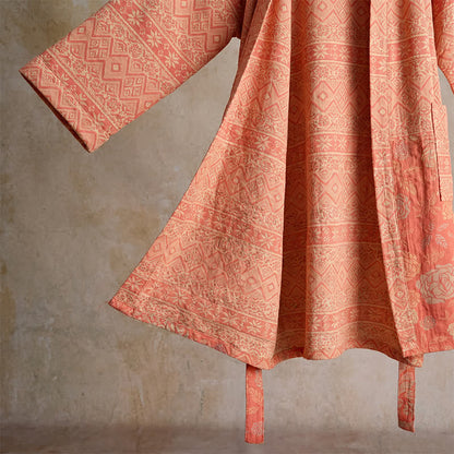 Cotton Ethnic Geometric Print Kimono Robe - image 4