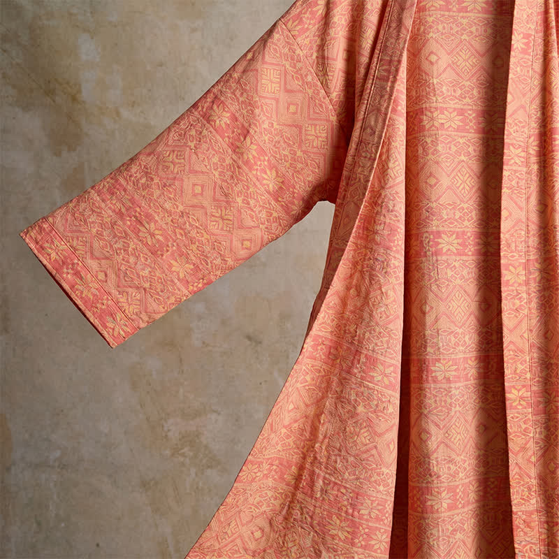 Cotton Ethnic Geometric Print Kimono Robe - image 3