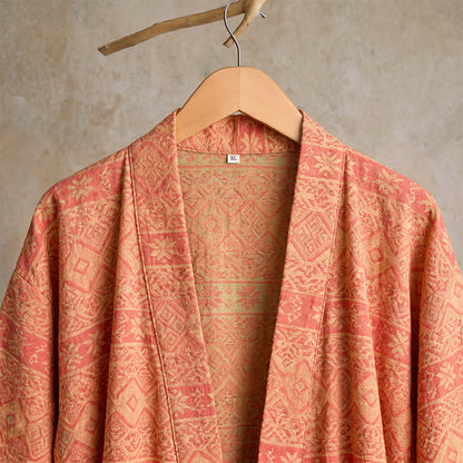 Cotton Ethnic Geometric Print Kimono Robe - image 5