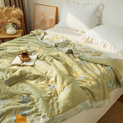 Serene Botanical Cotton Gauze Reversible Quilt - image 2