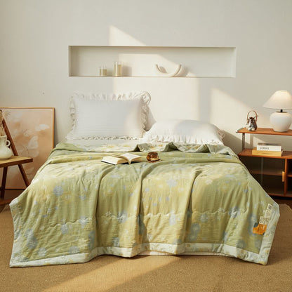 Serene Botanical Cotton Gauze Reversible Quilt - image 1