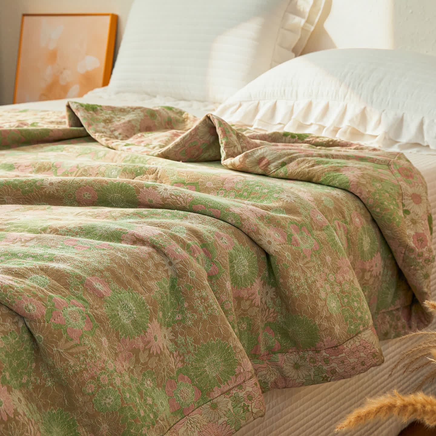 Yarn-Dyed Boho Floral Jacquard Muslin Quilt - Queen - image 0