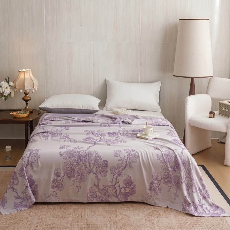 Multicolor Floral Vine Bamboo Fiber Quilt - Purple - Queen - image 0