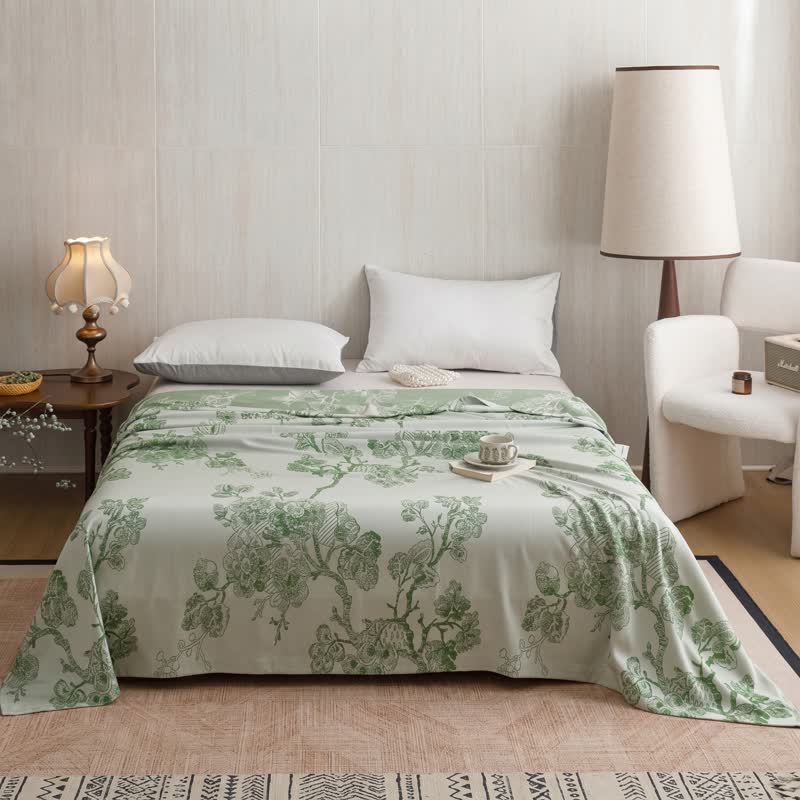 Multicolor Floral Vine Bamboo Fiber Quilt - Green - Queen - image 9