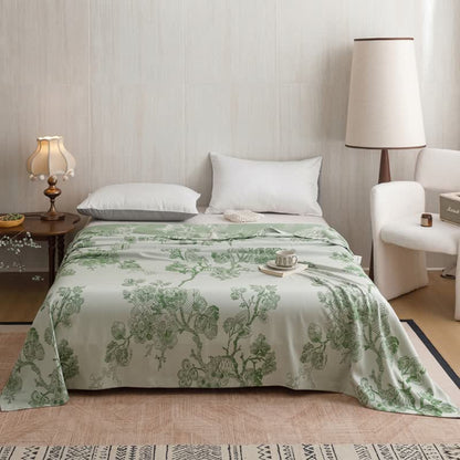 Multicolor Floral Vine Bamboo Fiber Quilt - Green - Queen - image 9