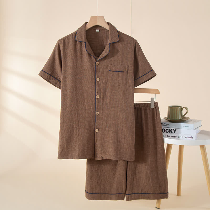 Minimalist  Muslin Gauze Pajama Set - Coffee - 2XL - image 11