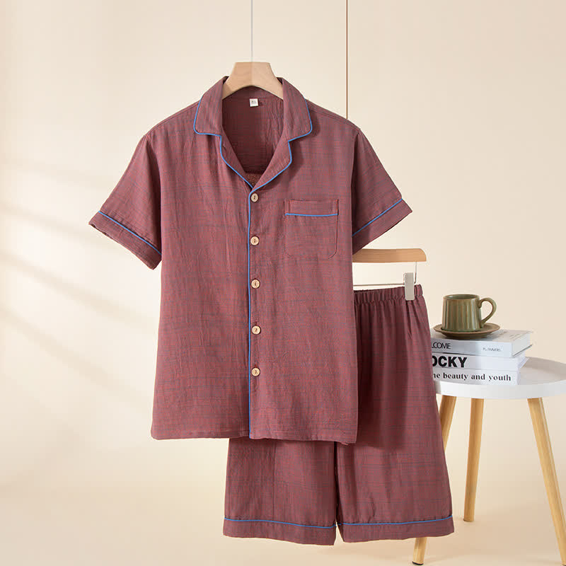 Minimalist  Muslin Gauze Pajama Set - Wine - 2XL - image 15