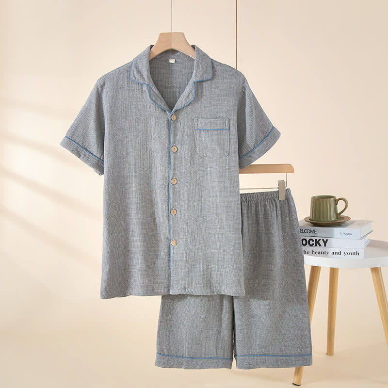 Minimalist  Muslin Gauze Pajama Set - Gray - 2XL - image 3