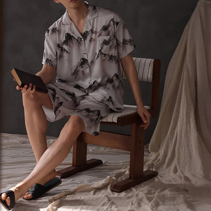 Unisex Ink Wash Mountain Loungewear Set - image 3