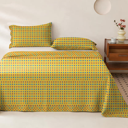 Colorful Grid Cotton Double Gauze Bedspread - Bedspread with 2PCS Pillowcases - King - image 0