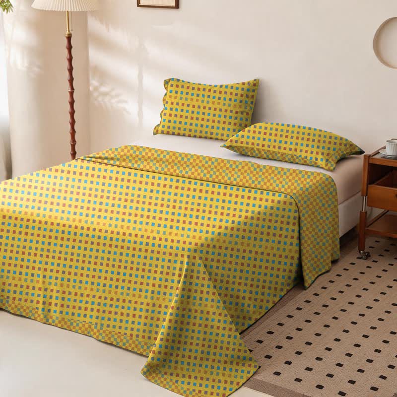 Colorful Grid Cotton Double Gauze Bedspread - image 1