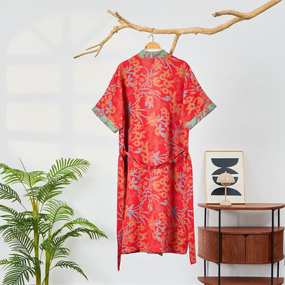 Bohemian Floral Muslin Gauze Kimono Robe - image 1