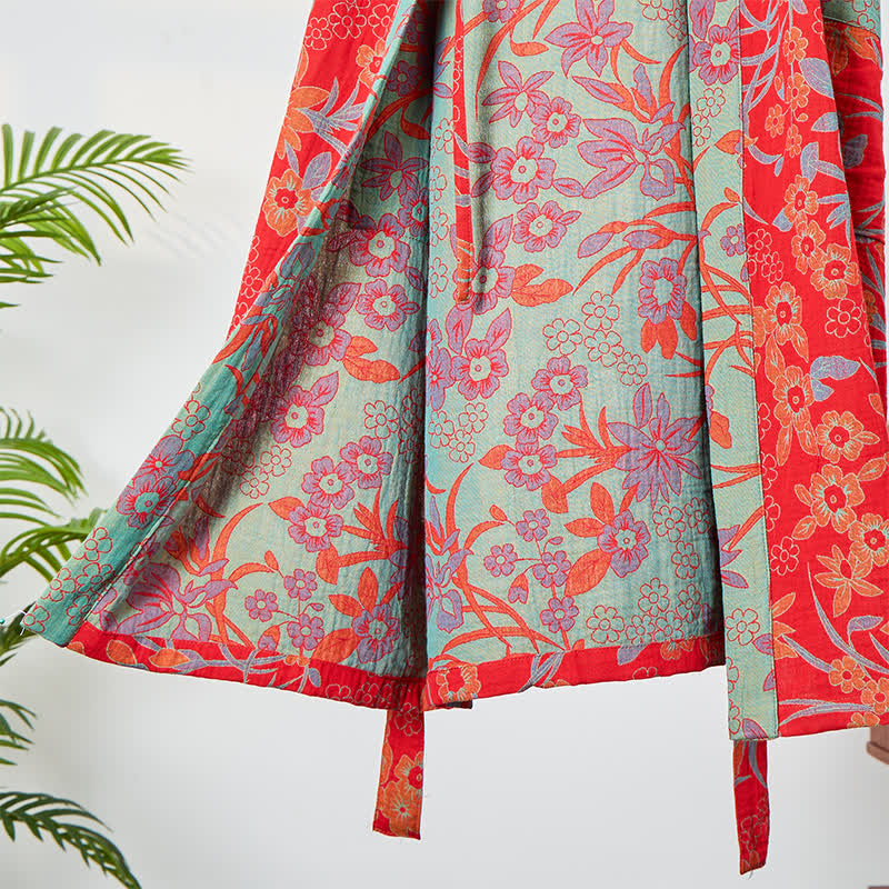 Bohemian Floral Muslin Gauze Kimono Robe - image 3